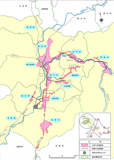 北海道石狩川流域下水道計画一般図
